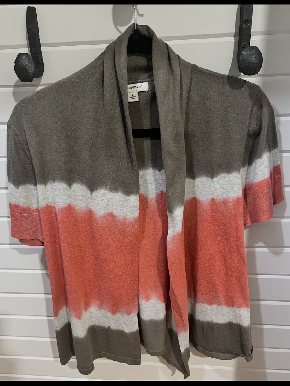 Banana Republic Coral, Cream & Taupe Open-Front Cardigan
